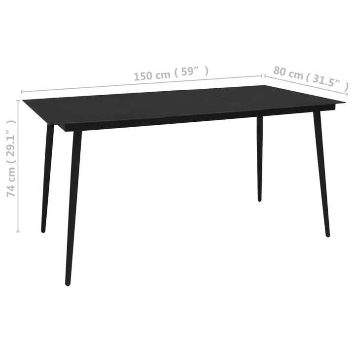 Trädgårdsbord Svart Stål Och Glas