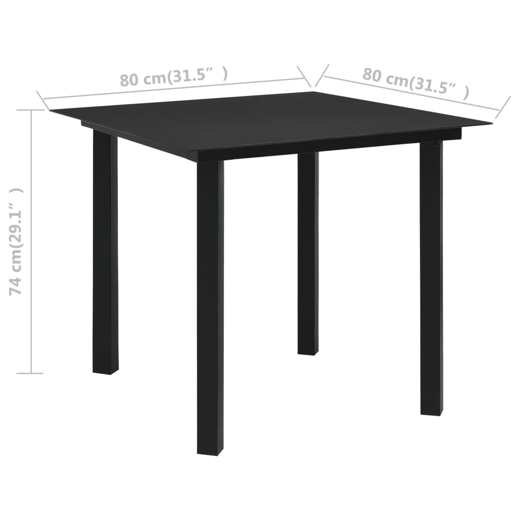 Trädgårdsbord Svart Stål Och Glas
