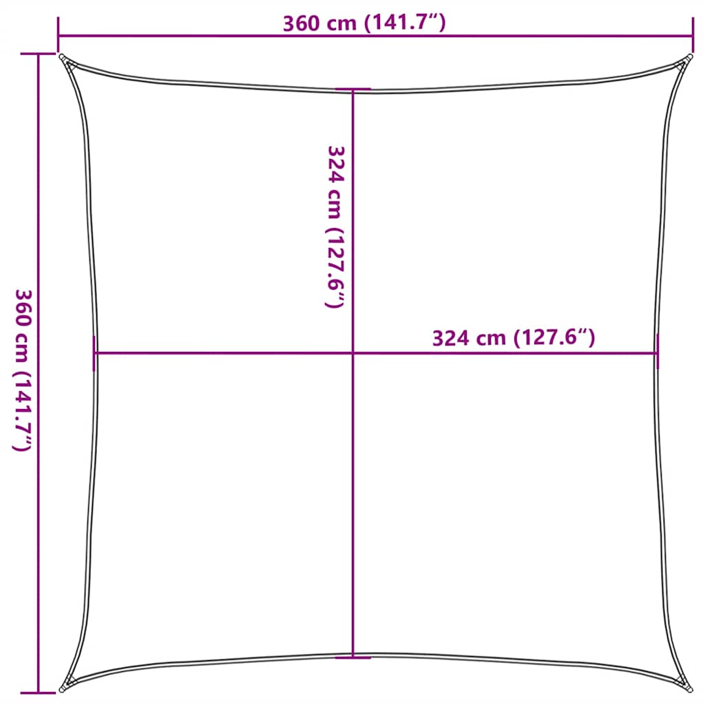 Solsegel 160 G/M² Fyrkantig 3,6X3,6 M Hdpe