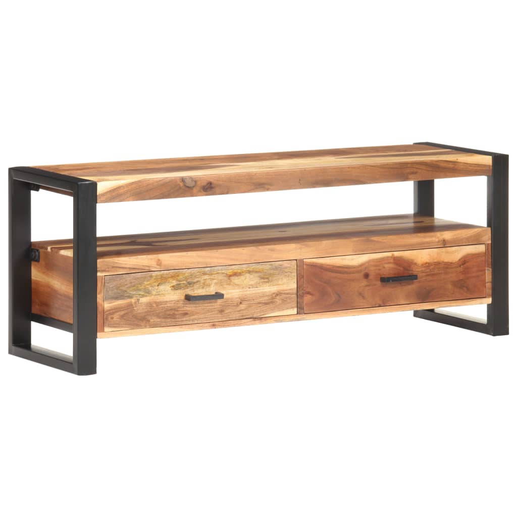 Tv-Bänk 120X35X45 Cm Massivt Trä Med Honungsfinish