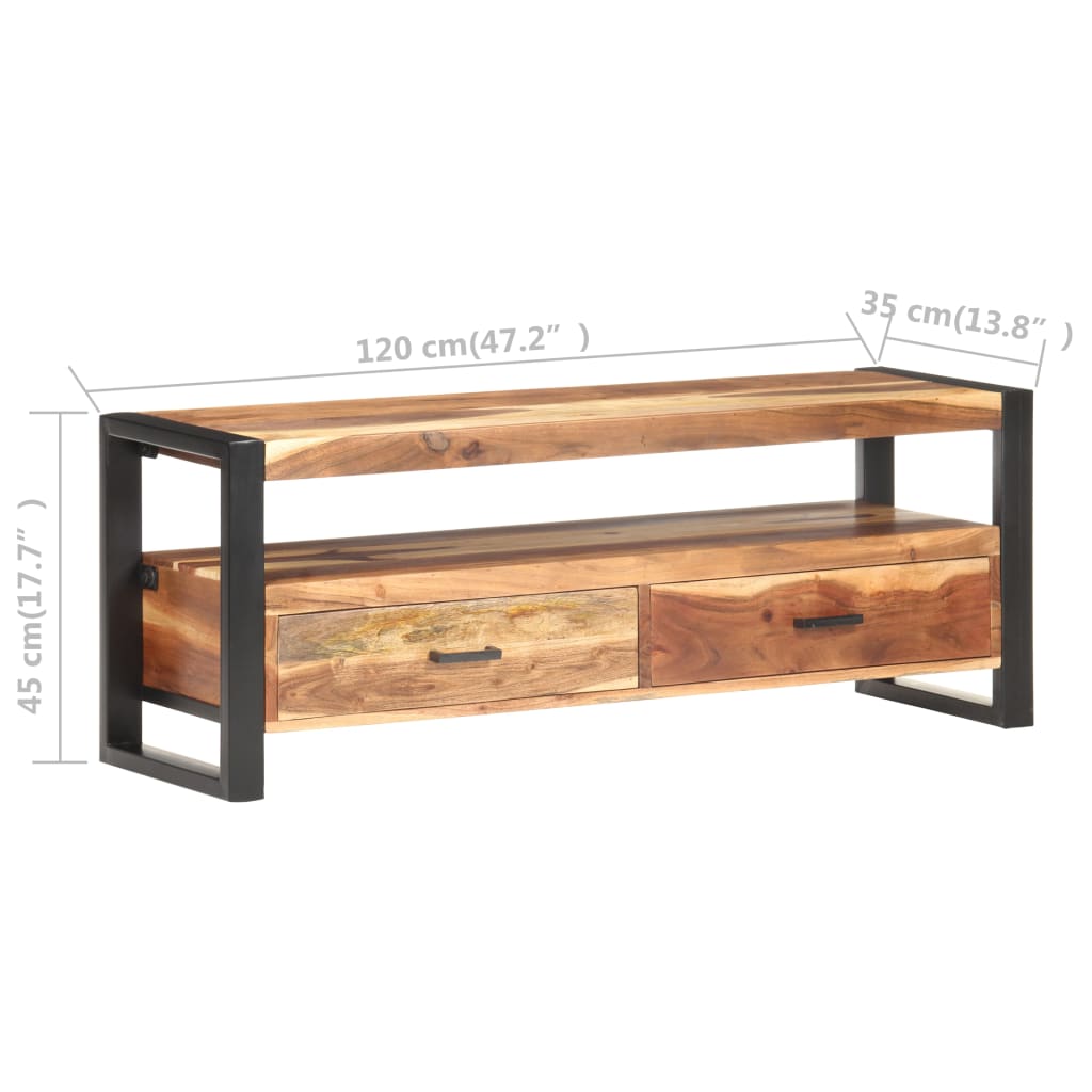 Tv-Bänk 120X35X45 Cm Massivt Trä Med Honungsfinish