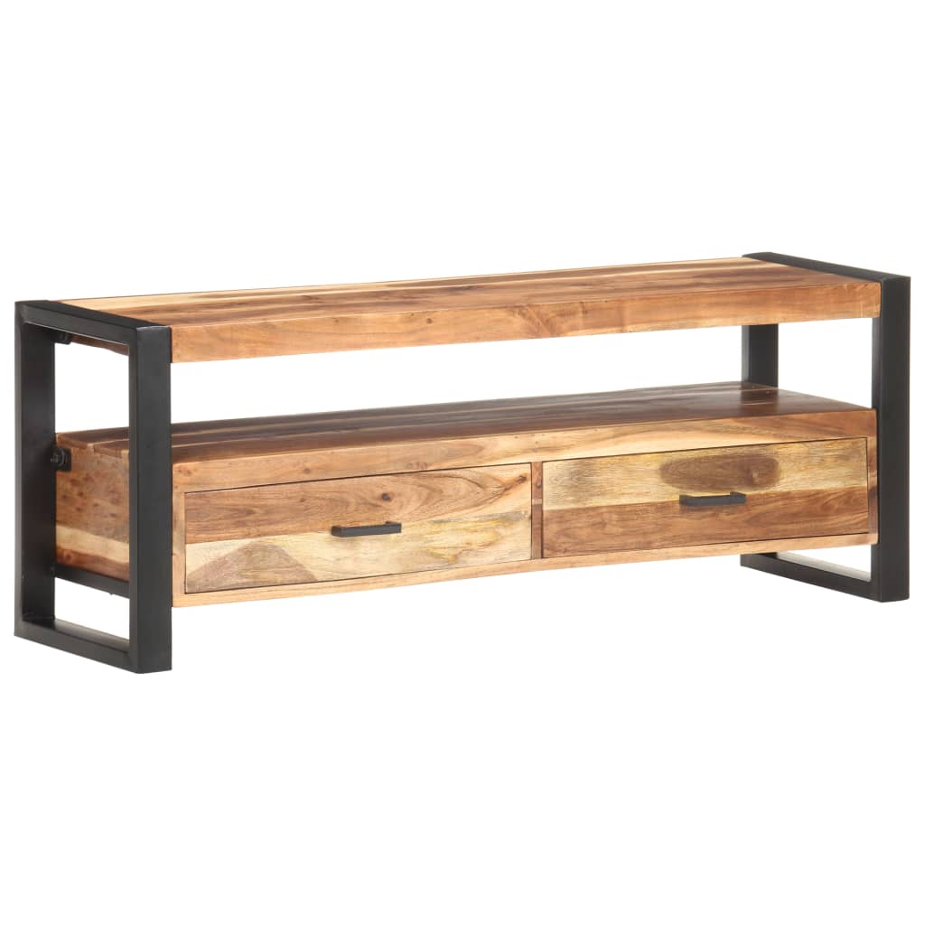 Tv-Bänk 120X35X45 Cm Massivt Trä Med Honungsfinish