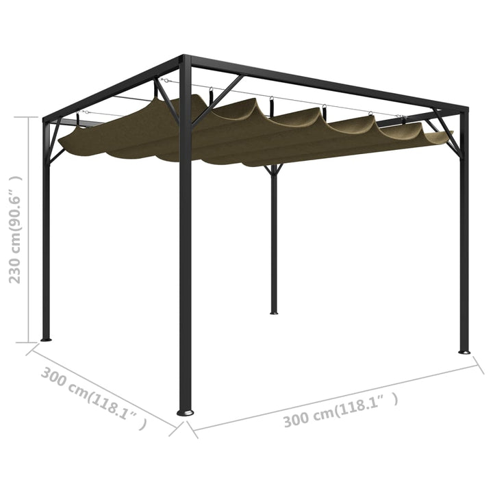 Paviljong Med Infällbart Tak 3X3 M 180 G/M²