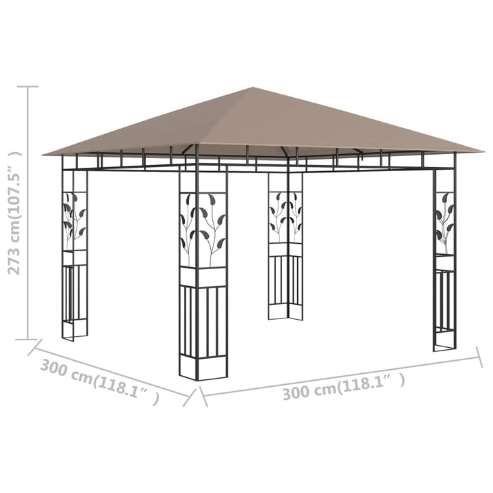 Paviljong Med Myggnät 3X3X2,73 M 180 G/M²