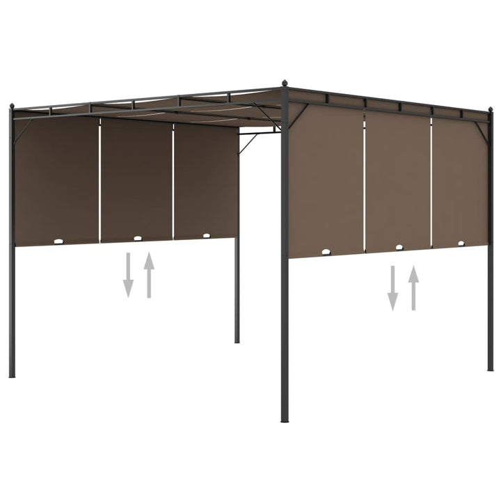 Trädgårdspaviljong Med Draperier 3X3X2,25 M Taupe
