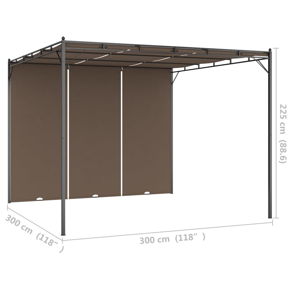 Trädgårdspaviljong Med Draperier 3X3X2,25 M Taupe