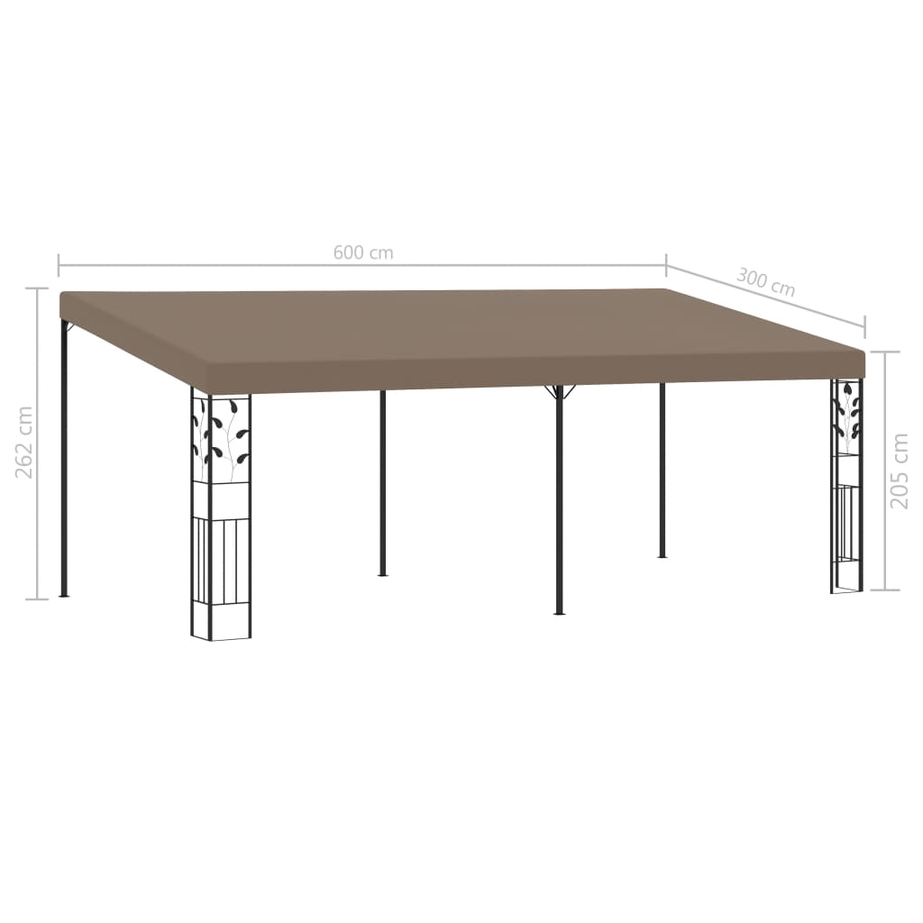 Väggmonterad Paviljong 6X3X2,5 M Taupe