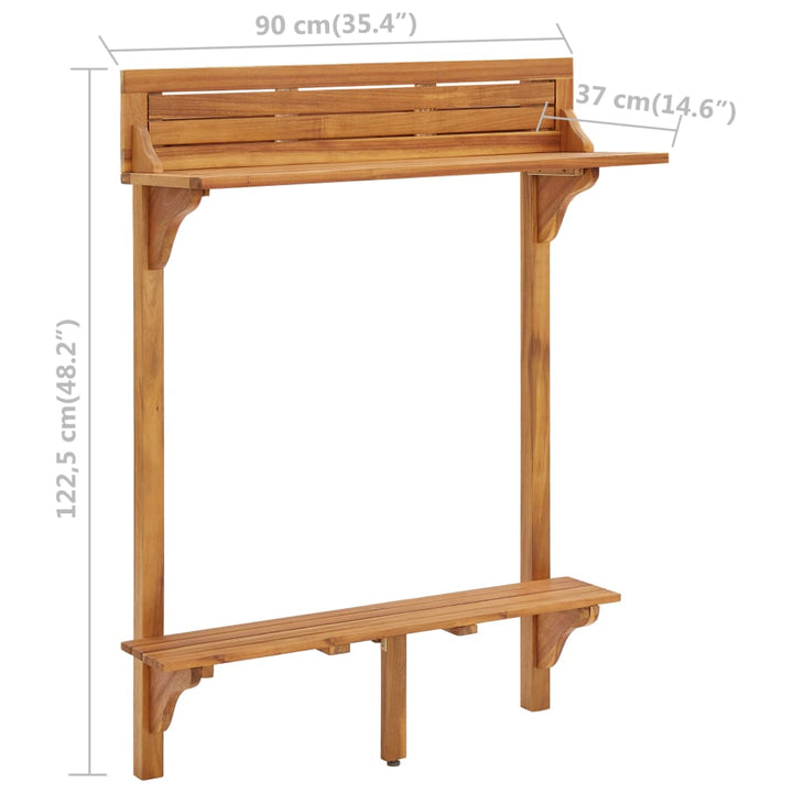 Balkongbord 90X37X122,5 Cm Massivt Akaciaträ