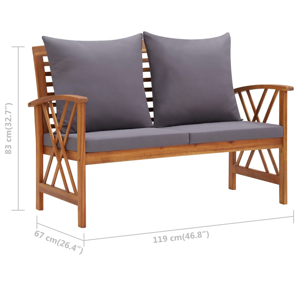 Trädgårdsbänk Med Dynor 119 Cm Massivt Akaciaträ