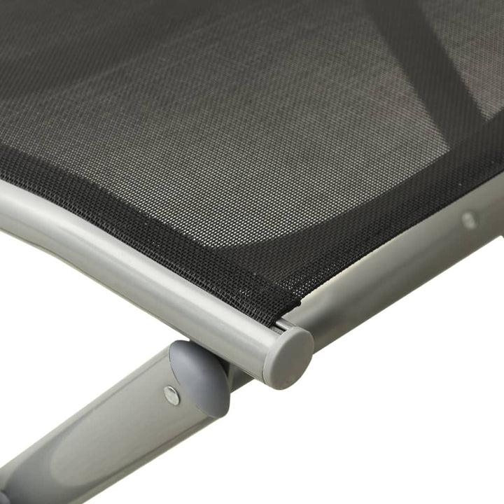 Fotpall Hopfällbar Textilen Och Aluminium Svart Och Silver