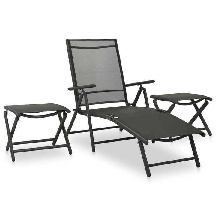 Loungegrupp För Trädgården 3 Delar Textilen &amp; Aluminium