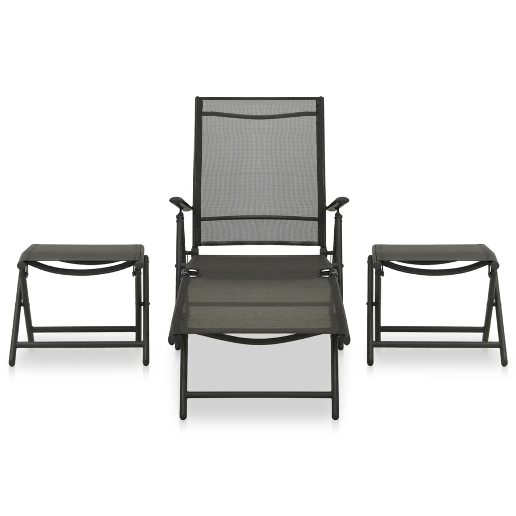 Loungegrupp För Trädgården 3 Delar Textilen & Aluminium