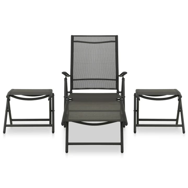 Loungegrupp För Trädgården 3 Delar Textilen &amp; Aluminium