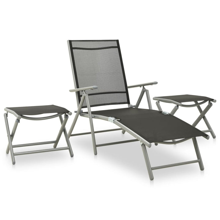 Loungegrupp För Trädgården 3 Delar Textilen &amp; Aluminium