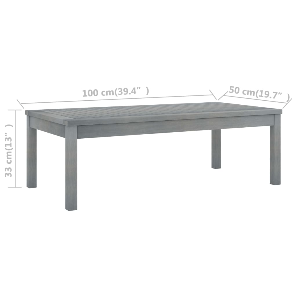 Soffbord 100X50X33 Cm Grått Massivt Akaciaträ