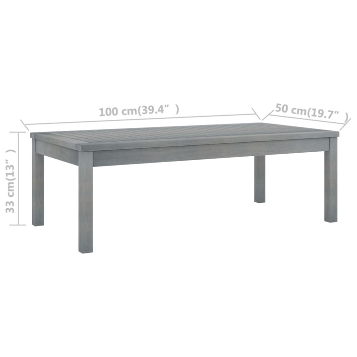 Soffbord 100X50X33 Cm Grått Massivt Akaciaträ