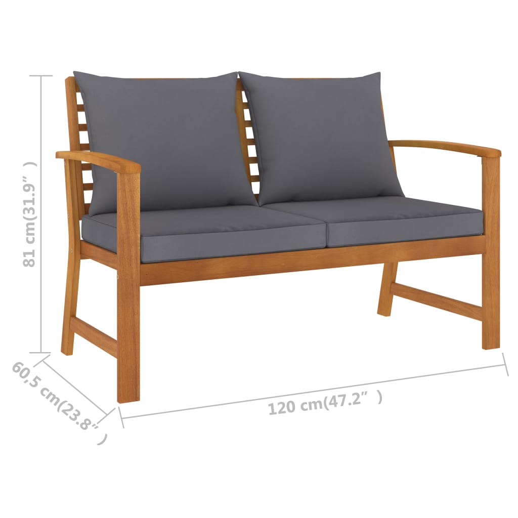Trädgårdsbänk 120 Cm Mörk Dyna Massivt Akaciaträ