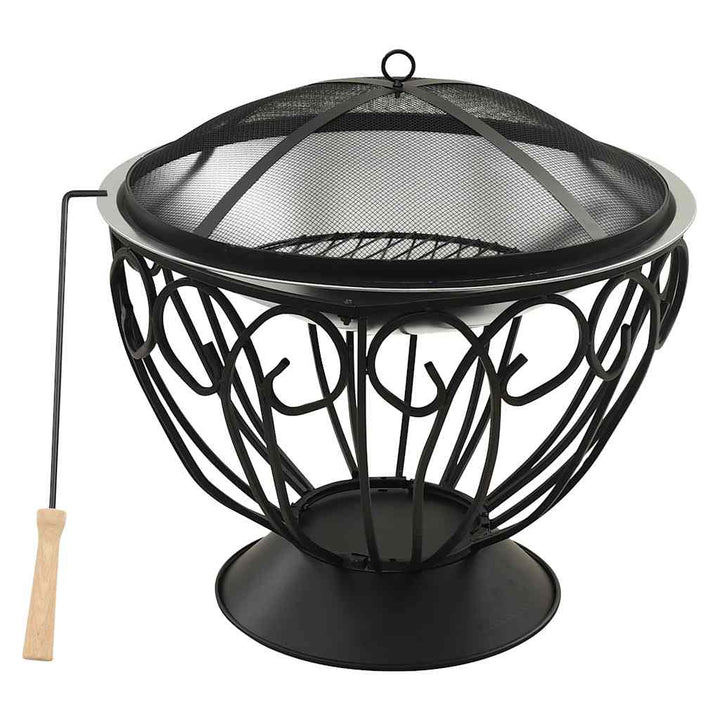 2-I-1 Eldstad Grill Och Eldgaffel 59X59X60 Cm Rostfritt Stål