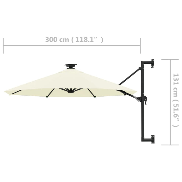 Väggmonterat Trädgårdsparasoll Med Leds 300 Cm