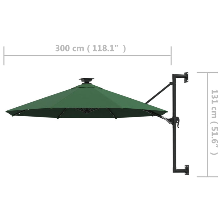 Väggmonterat Trädgårdsparasoll Med Leds 300 Cm