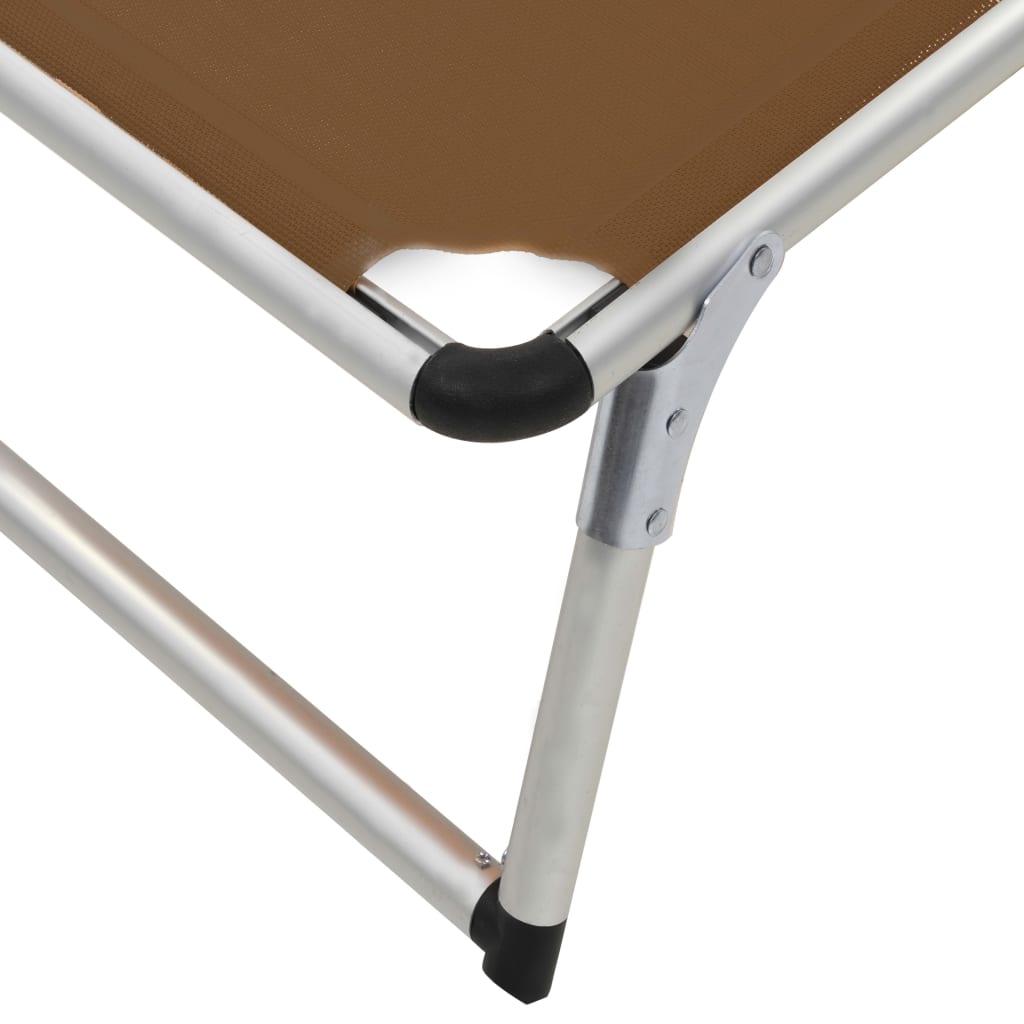 Hopfällbara Solsängar Med Tak 2 St Aluminium Och Textilen Brun