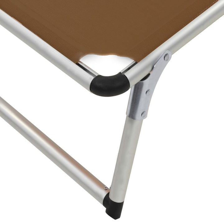 Hopfällbara Solsängar Med Tak 2 St Aluminium Och Textilen Brun