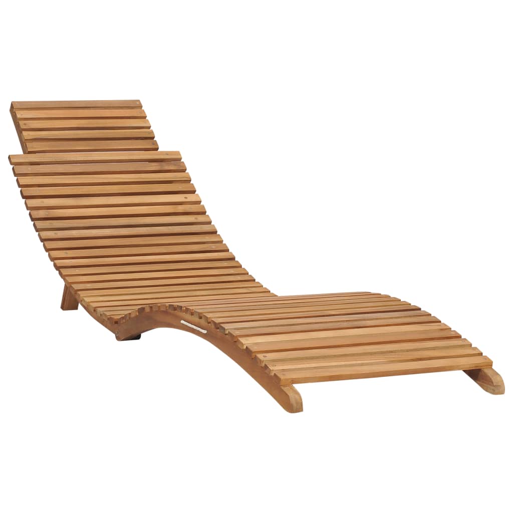 Hopfällbar Solsäng Med Bord Massiv Teak