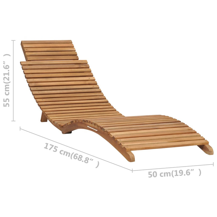 Hopfällbar Solsäng Med Bord Massiv Teak