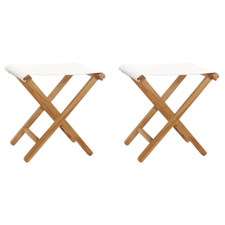Hopfällbara Stolar 2 St Massiv Teak Och Tyg