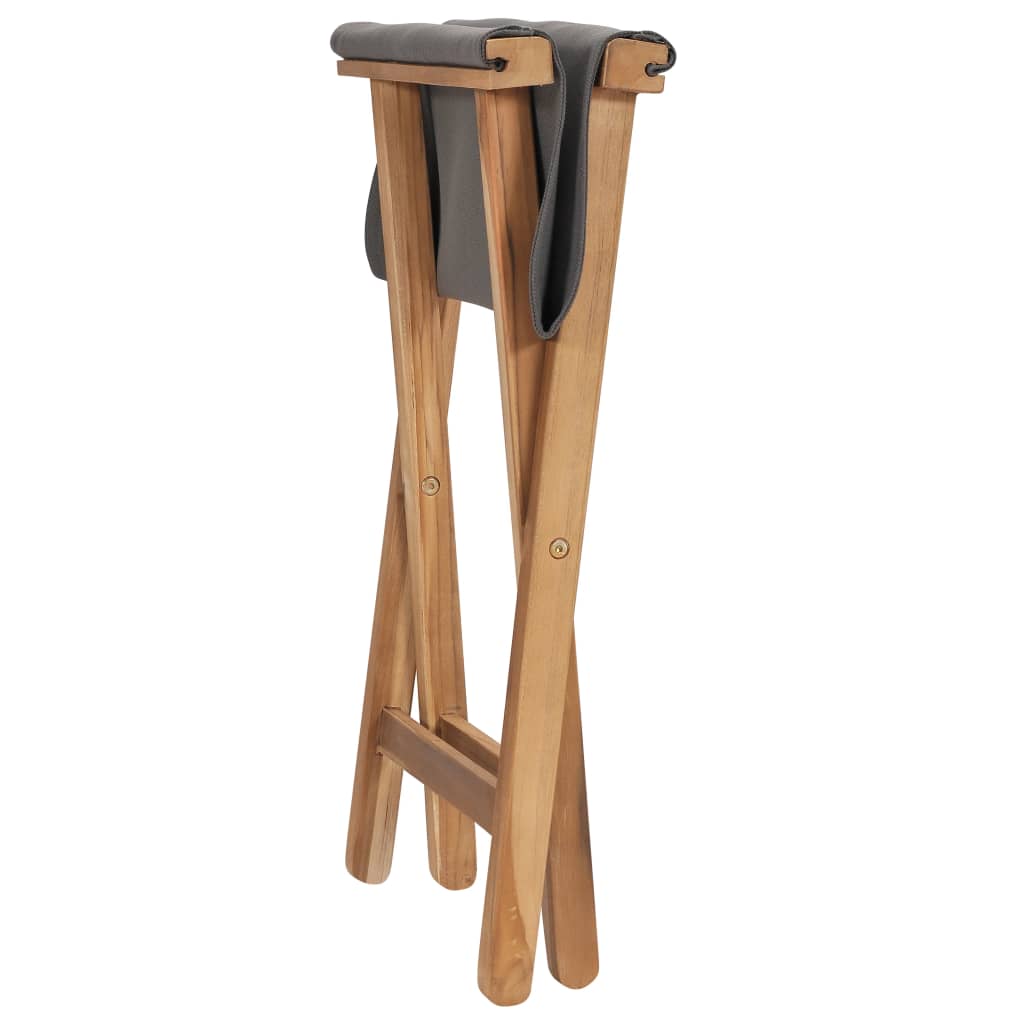 Hopfällbara Stolar 2 St Massiv Teak Och Tyg