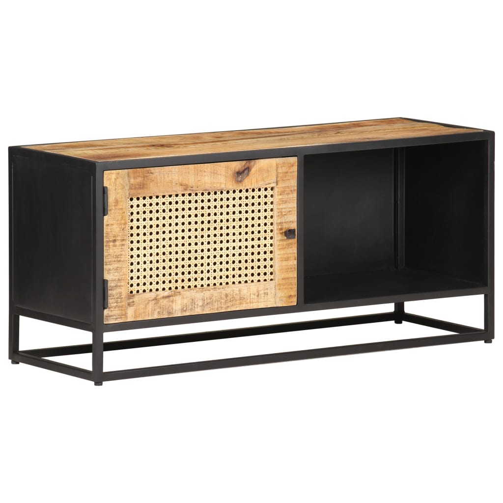 Tv-Bänk 90X30X40 Cm Massivt Grovt Mangoträ Och Naturlig Rotting