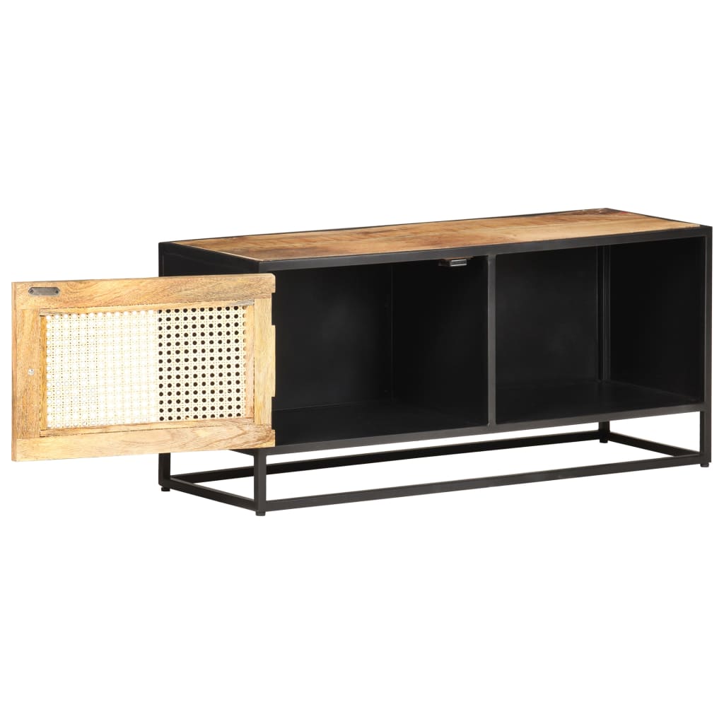 Tv-Bänk 90X30X40 Cm Massivt Grovt Mangoträ Och Naturlig Rotting