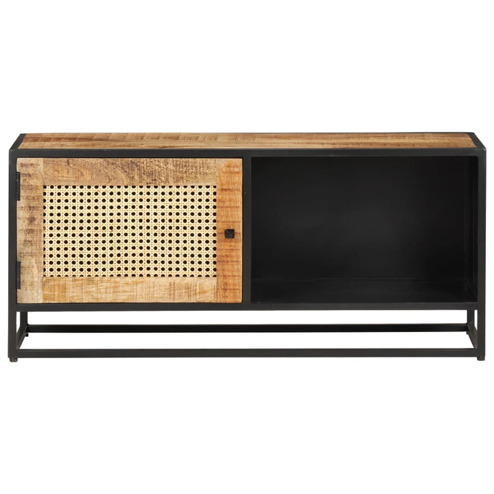 Tv-Bänk 90X30X40 Cm Massivt Grovt Mangoträ Och Naturlig Rotting