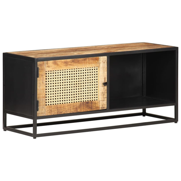 Tv-Bänk 90X30X40 Cm Massivt Grovt Mangoträ Och Naturlig Rotting