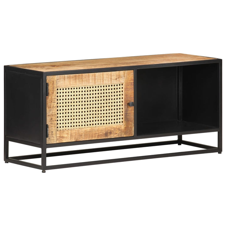 Tv-Bänk 90X30X40 Cm Massivt Grovt Mangoträ Och Naturlig Rotting