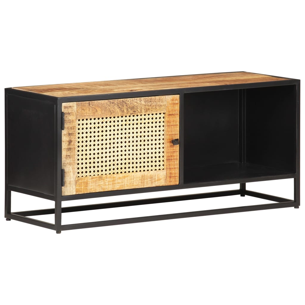 Tv-Bänk 90X30X40 Cm Massivt Grovt Mangoträ Och Naturlig Rotting