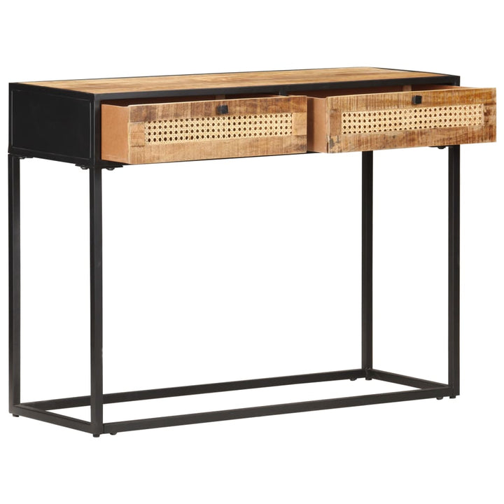 Konsolbord 100X35X75 Cm Grovt Mangoträ Och Naturlig Rotting