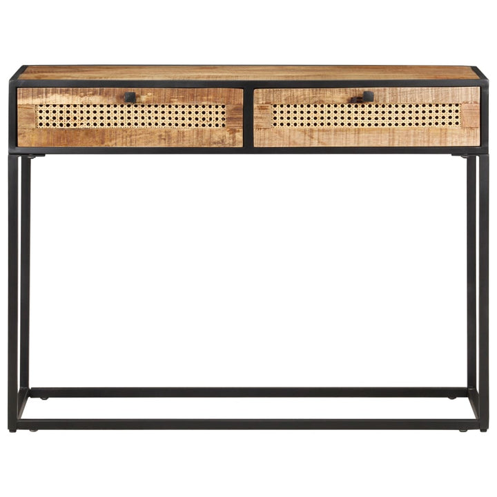 Konsolbord 100X35X75 Cm Grovt Mangoträ Och Naturlig Rotting