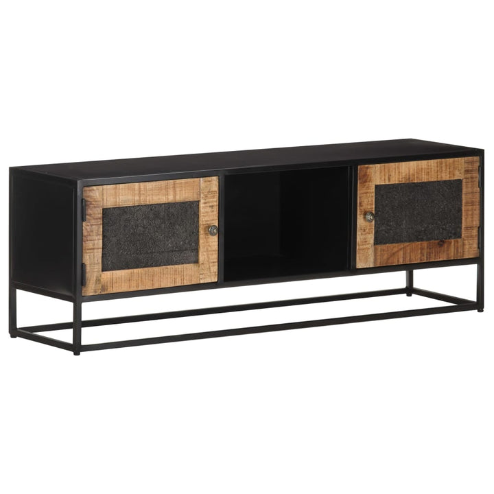 Tv-Bänk 110X30X40 Cm Massivt Mangoträ Och Järn