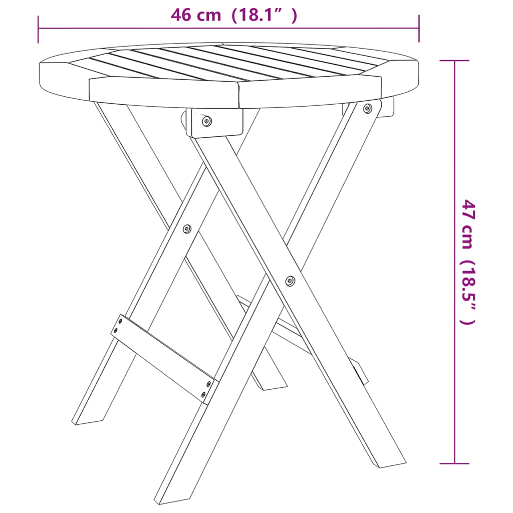 Hopfällbart Trädgårdsbord Ø 46 Cm Massivt Akaciaträ