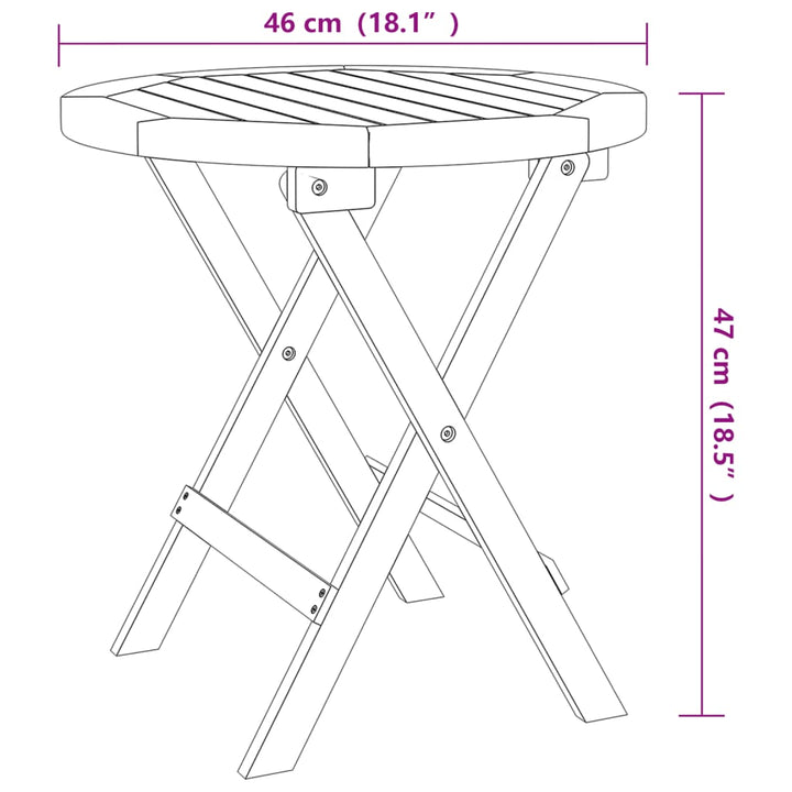 Hopfällbart Trädgårdsbord Ø 46 Cm Massivt Akaciaträ