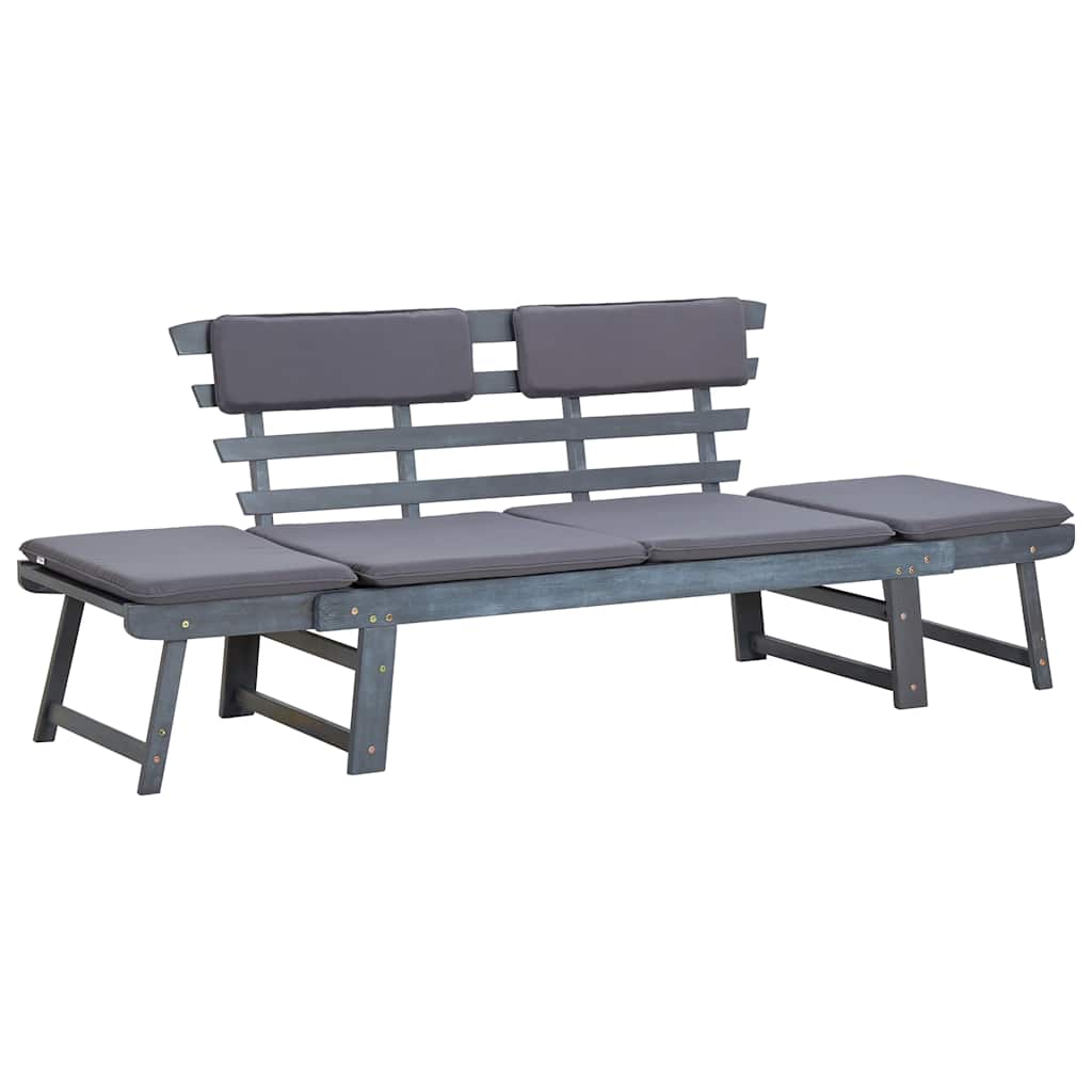 Trädgårdsbänk Med Dynor 2-I-1 190 Cm Massivt Akaciaträ