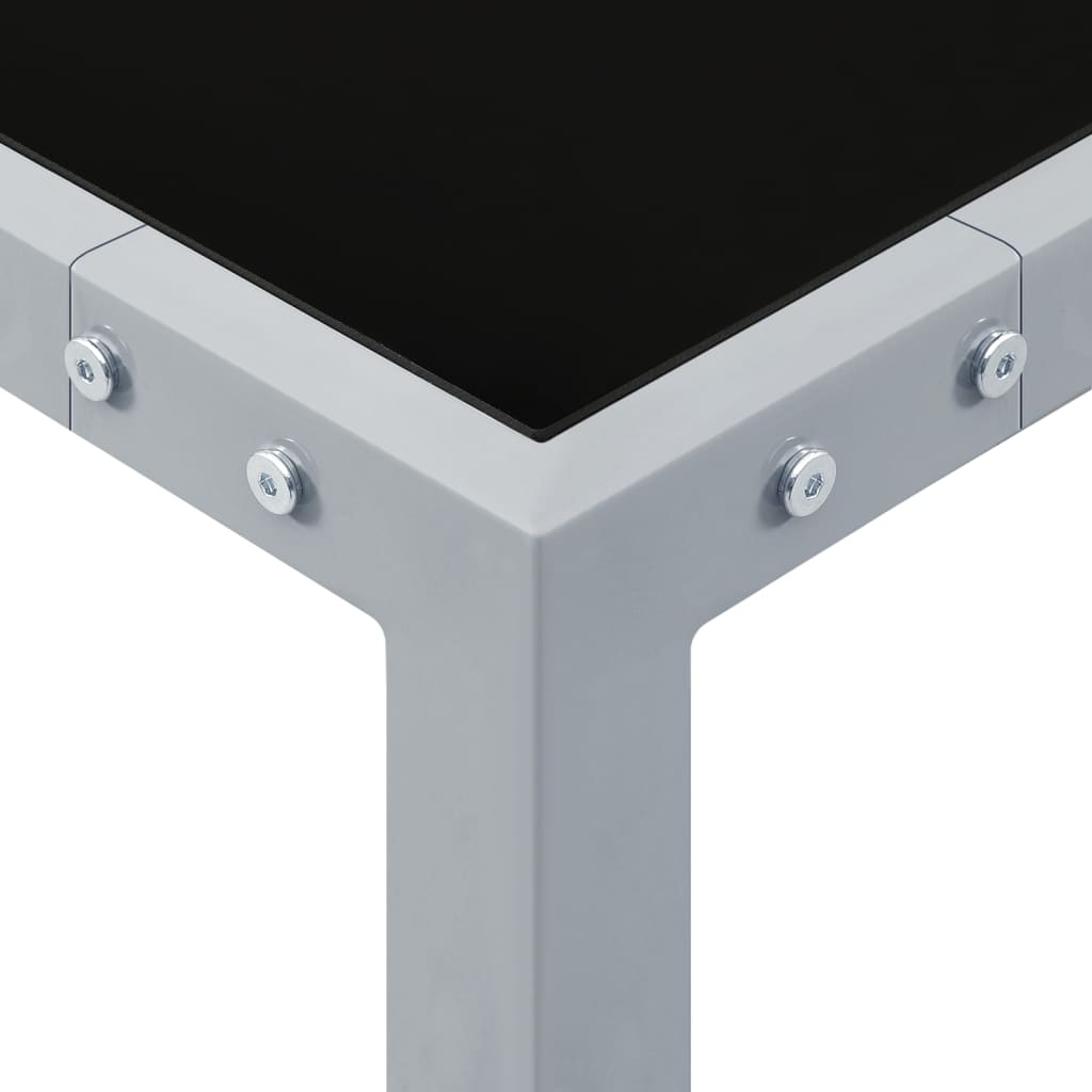 Trädgårdsbord 130X130X72 Cm Grå Stål Och Glas