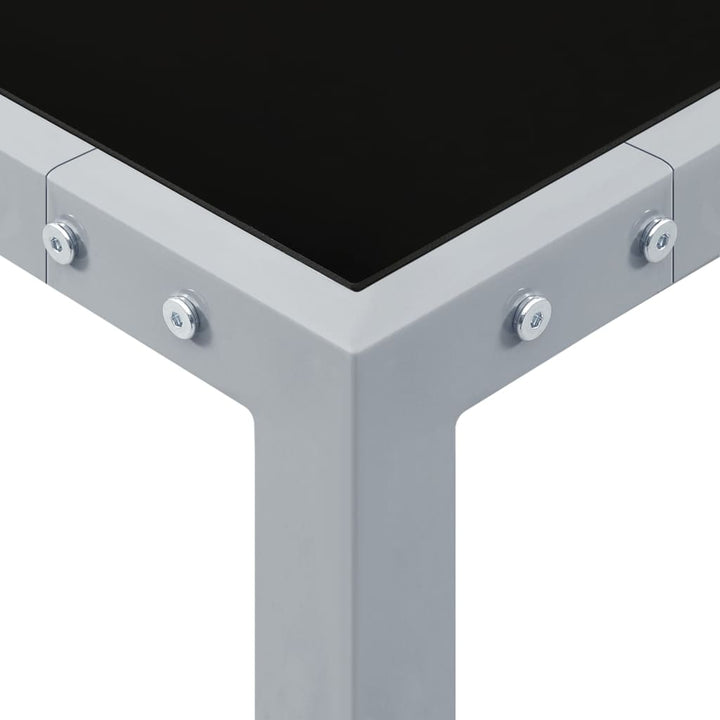 Trädgårdsbord 130X130X72 Cm Grå Stål Och Glas