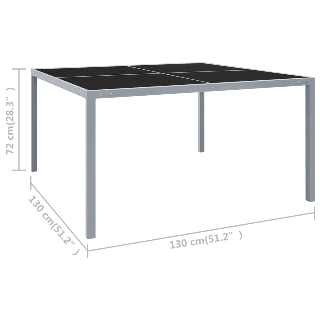 Trädgårdsbord 130X130X72 Cm Grå Stål Och Glas