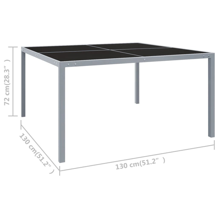 Trädgårdsbord 130X130X72 Cm Grå Stål Och Glas