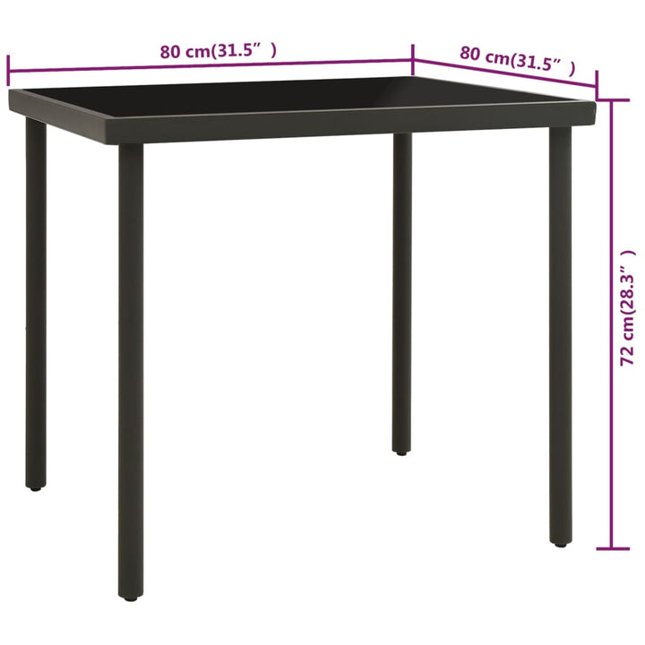 Matbord För Trädgården 80X80X72 Cm Glas Och Stål