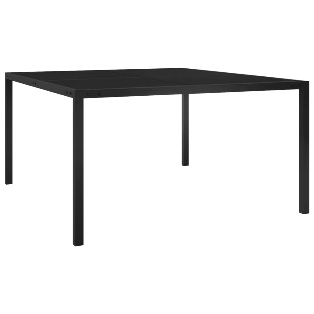 Trädgårdsbord 130X130X72 Cm Svart Stål Och Glas