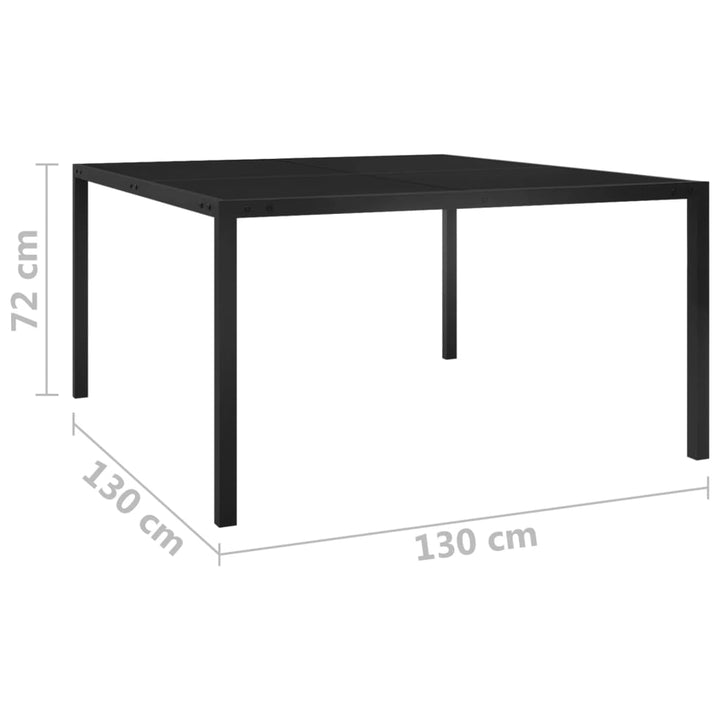 Trädgårdsbord 130X130X72 Cm Svart Stål Och Glas