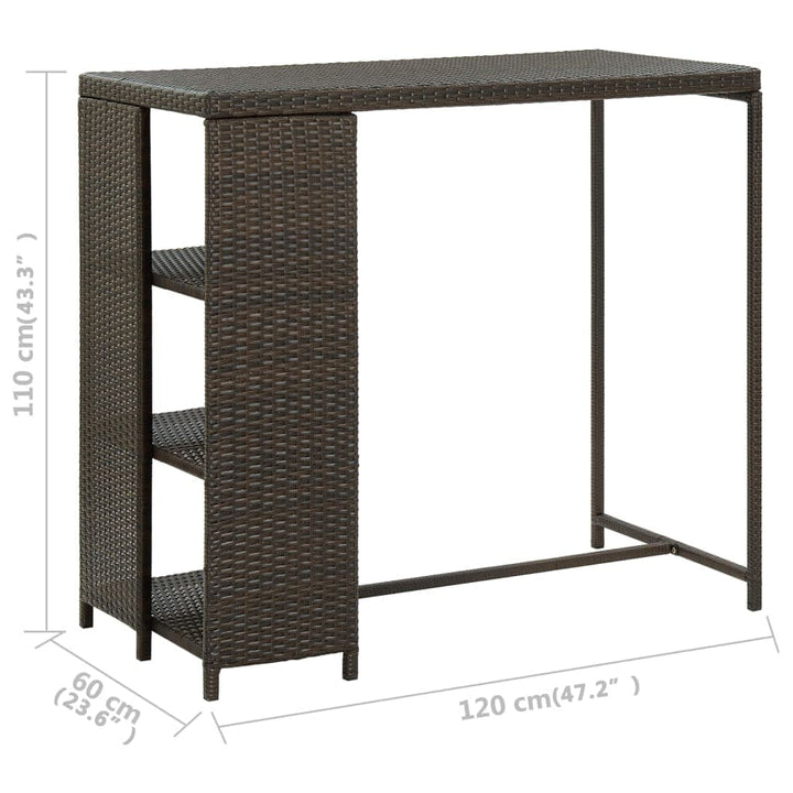 Barbord Med Förvaringshyllor 120X60X110 Cm Konstrotting